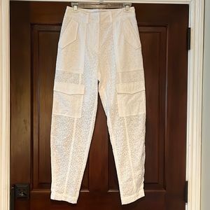 Derek Lam 10 Crosby White Eyelet Cargo Pants w/Lining & 4 Front Pockets Size 2